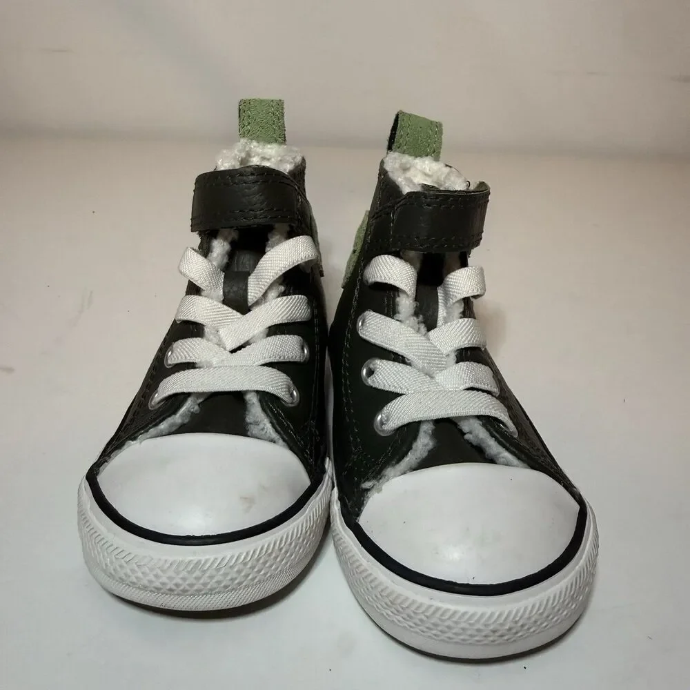 Converse Infant High Lifestyle Shoes Toddler Size 6 Green Leather A01473C
